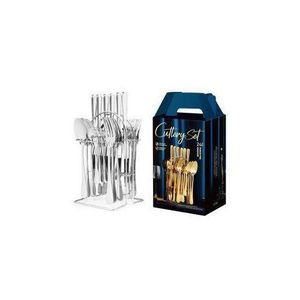 24-Piece Stainless Steel Cutlery Set with Holder